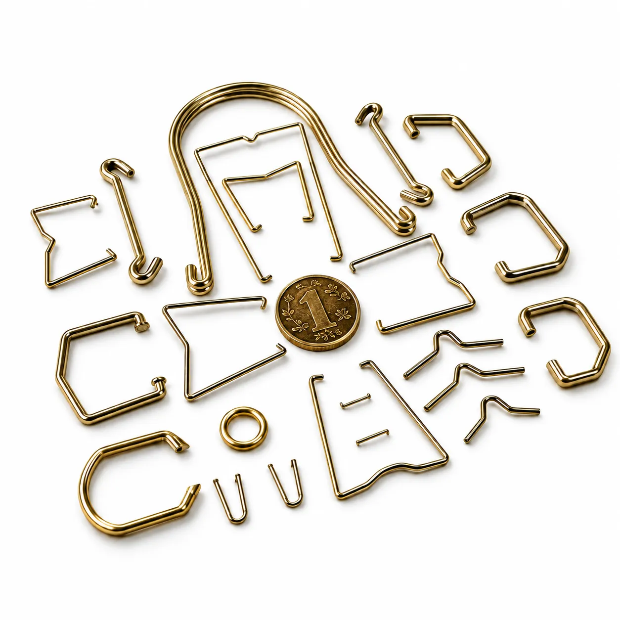 Assorted Hunt Springs stainless steel circlip springs and formed-wire clips on a white background.