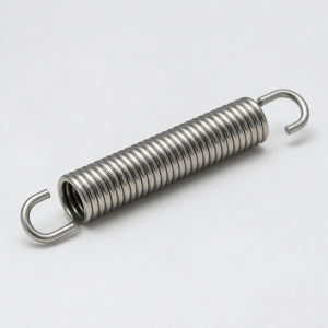 Stainless steel tension spring with formed hooks for industrial applications