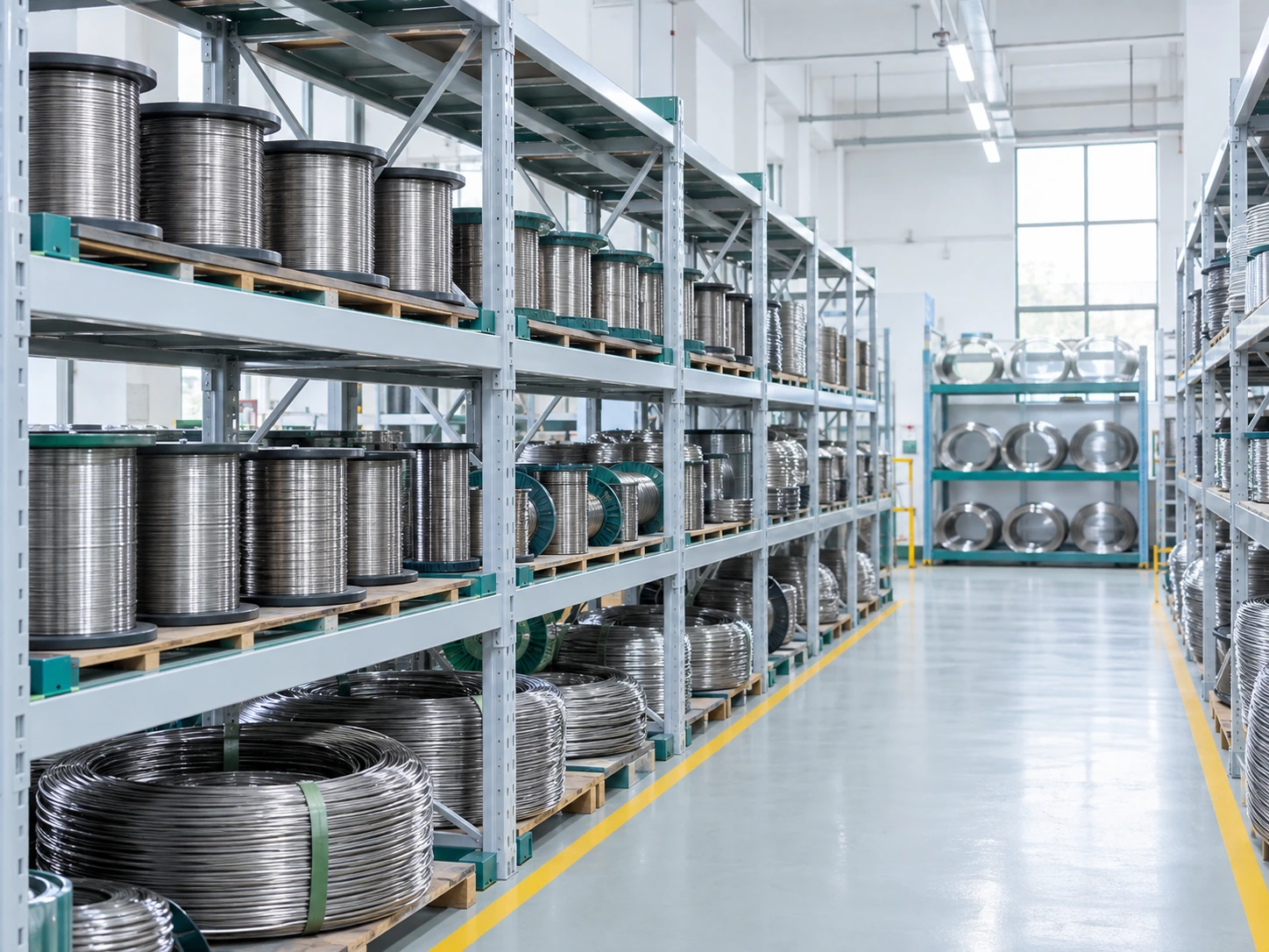 Organized spring wire raw material and tooling storage